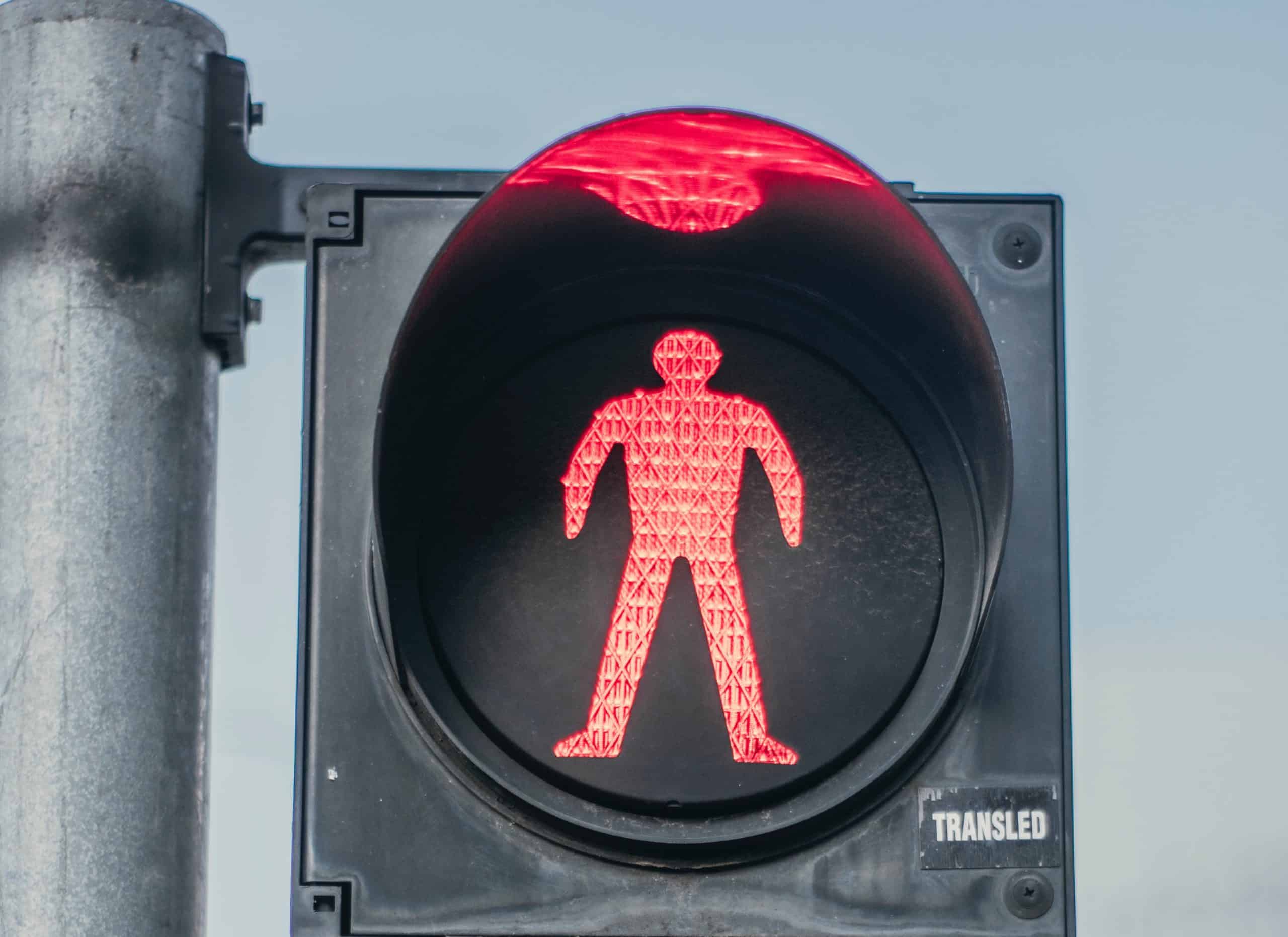Pedestrian crossing sign showing don't walk